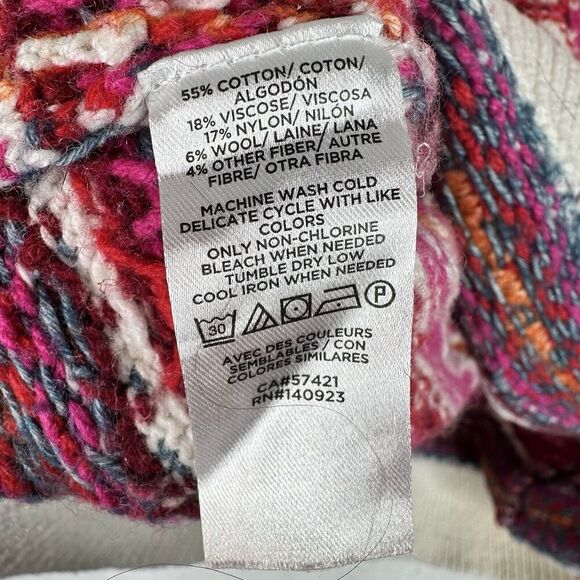 Loft Fair Isle Sweater Pink Multicolor Wool Blend Knit Women’s Medium‎ - Picture 5 of 11